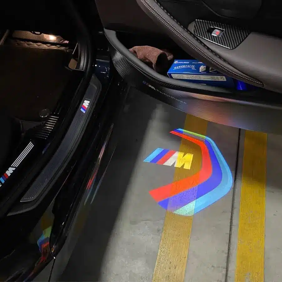 BMW M Sport Door Lights BMW 3M Sport puddle lights illuminating driveway with crisp projection, stylish upgrade for UK drivers
