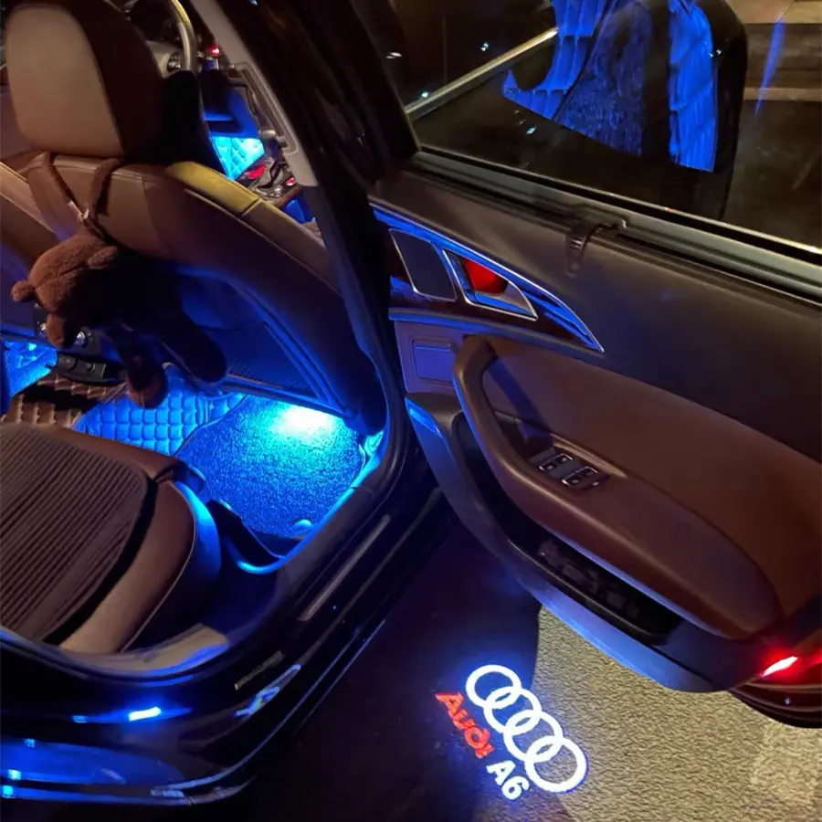 Audi A6 Puddle Lights Audi A6 door puddle lights illuminating driveway with crisp logo projection, popular UK car accessory