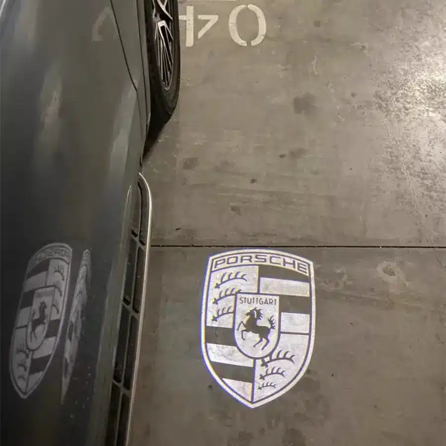 porsche logo puddle lights Porsche Crest Logo Puddle Lights project on the ground