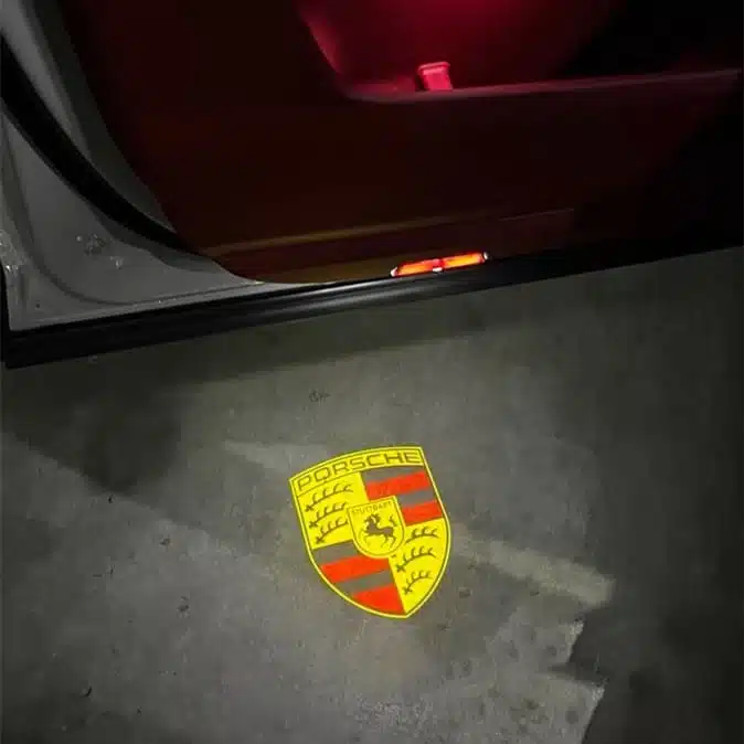 Porsche Projector LED Door Light Porsche Projector LED Door Light on the ground