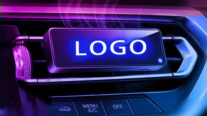 LED car air freshener with logo light